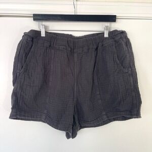 Madewell 1X Gray Black‎ Plus Size 1X Lightspun Easy Pull-on Shorts Gauze